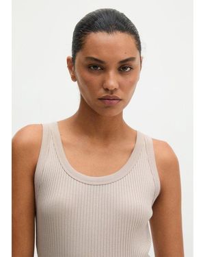 Marc O' Polo Geribbelde Tanktop Slim - Wit