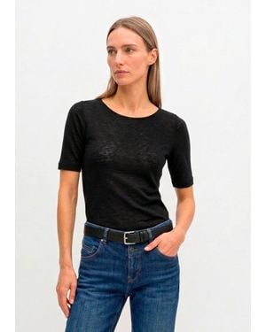 Marc O' Polo Camiseta Regular De Punto Flameado - Negro