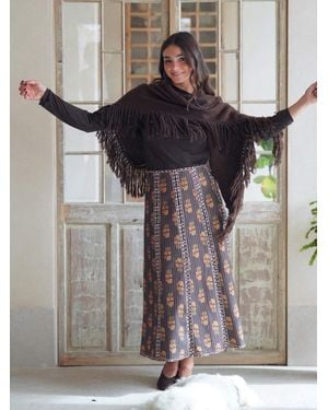 Mariquita Trasquilá Jupe Bohemia De Flores - Marron