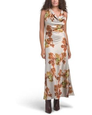Marshalls Placed Floral Satin Cowl Dress For - Green