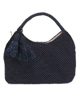 Marshalls Raffia Small Anya Crochet Satchel With Snap Closure For - Blue