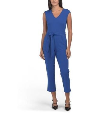 Marshalls Petite Crepe Cropped Jumpsuit For - Blue