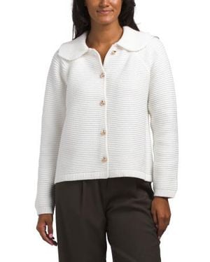 Marshalls 5-Gauge Knit Peter Pan Collar Sweater Jacket For - White