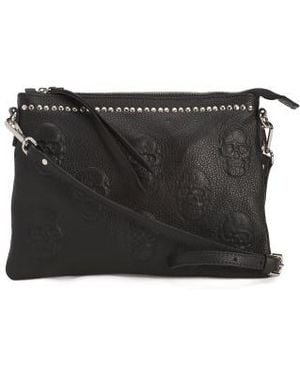 Marshalls Leather Skull Pouch With Studded Trim For - Black