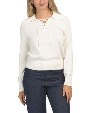 Marshalls Lace Neck Sweater Polo T-Shirt For - White