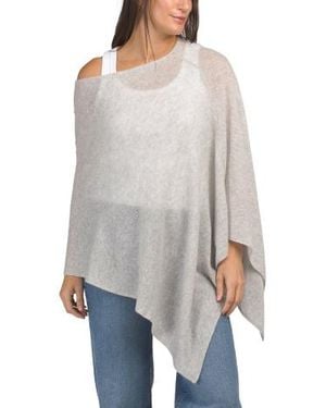 Marshalls Cashmere Cowl Neck Poncho With Crochet Edges For - Gray