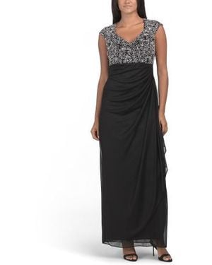 Marshalls Long Cap Sleeve Empire Waist Dress For - Black