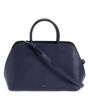 Marshalls Leather Liverpool Street Medium Zip Top Satchel For - Blue