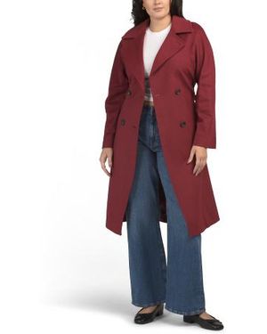 Marshalls Virgin Wool And Cashmere Blend Double Breasted Long Coat For - Red