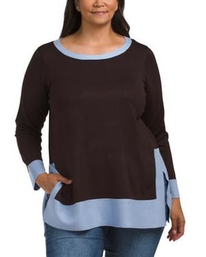 Marshalls Plus Color Block Tunic Sweater For - Black