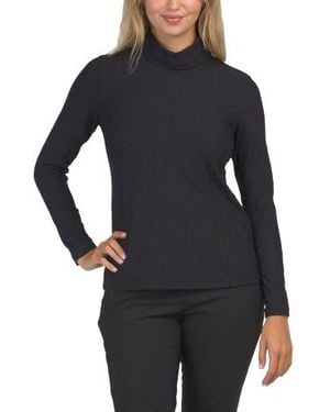 Marshalls Mock Neck Jacquard Swirl Base Layer Top For - Black