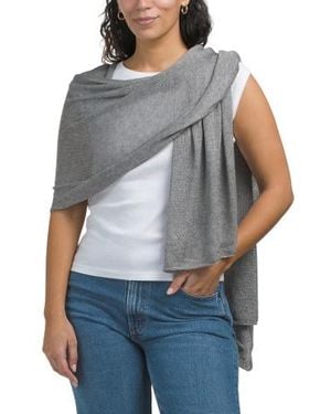 Marshalls Silk And Cashmere Blend Flat Jersey Oblong Wrap With Rolled Edges For - Gray