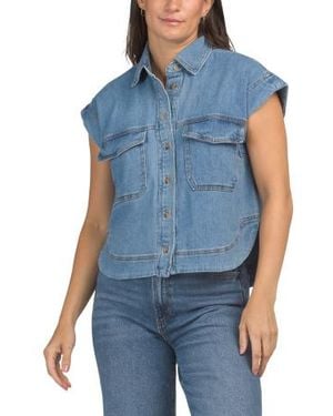 Marshalls Short Sleeve Denim Blouse For - Blue