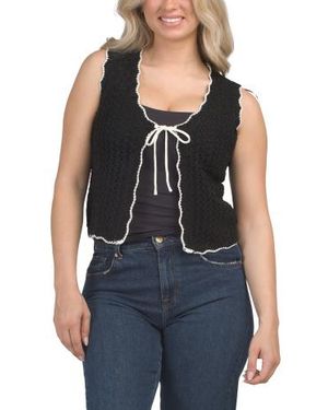 Marshalls Scalloped Edge Tie Front Vest For - Blue
