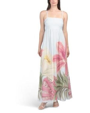 Marshalls Linen Blend Sleeveless Floral Print Maxi Dress For - Multicolor