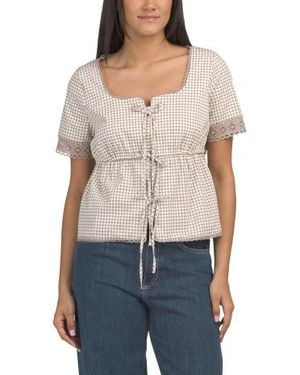Marshalls Square Neck Tie Front Top For - Blue