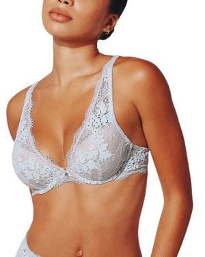Marshalls Full Figure All Day Lace Uplift Plunge Bra For - Blue