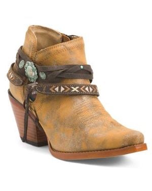 Marshalls Nubuck Leather Antique Tone Western Boots For - Natural