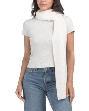 Marshalls Cashmere Plush Waffle Stitch Scarf For - White
