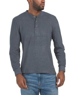 Marshalls Micro Corduroy Super Soft Henley Neck Top For - Blue