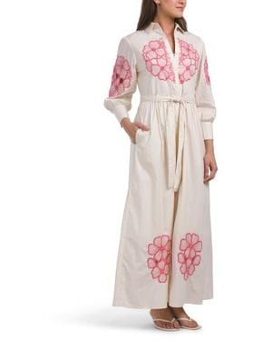 Marshalls Long Sleeve Beaded Floral Embroidered Maxi Dress For - Pink