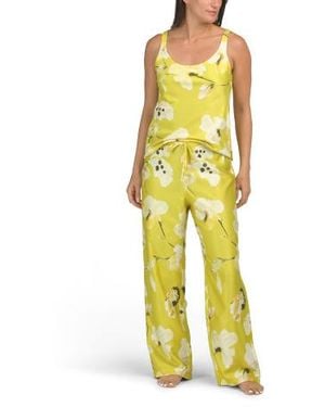 Marshalls Aurelia Charmeuse Tank Top And Pants Pajama Set For - Yellow