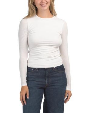 Marshalls Wool Blend Long Sleeve Crew Neck Top For - White