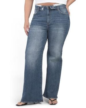 Marshalls Plus Wide Leg Fold Over Waist Jeans For - Blue