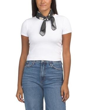 Marshalls Silk Daisy Print Scarf For - White