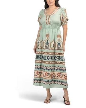 Marshalls Linen Blend Short Sleeve Maxi Dress For - Metallic