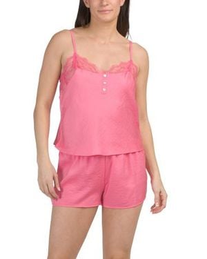 Marshalls 2Pc Elsie Hammered Satin Camisole And Shorts Set For - Pink