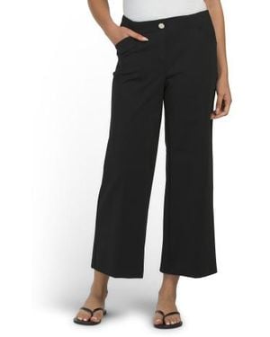 Marshalls Knit Cropped Straight Leg Pull On Pants With Button Accent For - Black