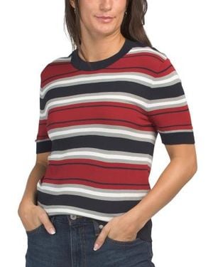Marshalls Short Sleeve Crew Neck Striped Top For - Red