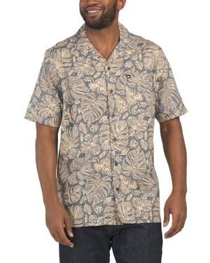 Marshalls Foray Leafy Camp Collared Woven Shirt For - Gray