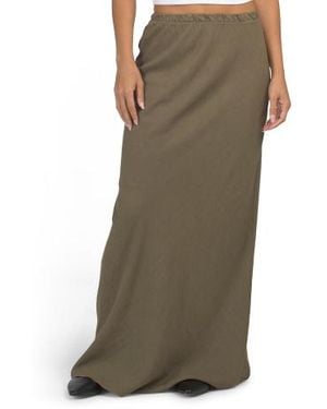 Marshalls Linen Blend A-Line Maxi Skirt For - Green