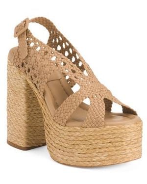 Marshalls Leather Platform Heeled Sandals For - Natural