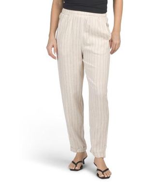 Marshalls Linen Blend Elastic Waist Cuffed Pants For - Natural