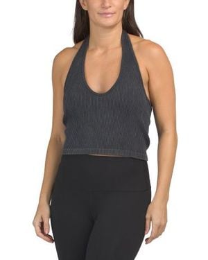 Marshalls Seamless Ribbed Halter Bra Tank Top For - Black
