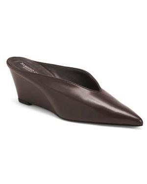 Marshalls Nappa Leather Wedge Shoes With Wrapped Heels For - Brown