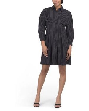 Marshalls Pinstriped Bi Stretch Long Sleeve Mini Dress For - Black