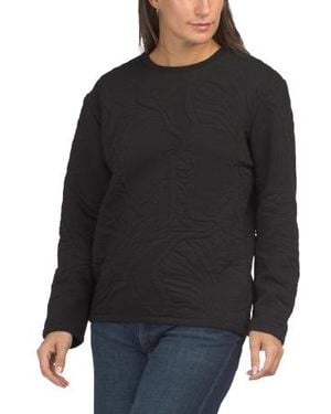Marshalls Long Sleeve Crew Neck Quilted Sweatshirt For - Black