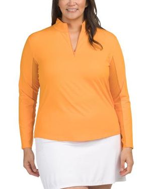 Marshalls Upf 50 Cooling Long Sleeve Mock Neck Quarter Zip Jacket For - Orange