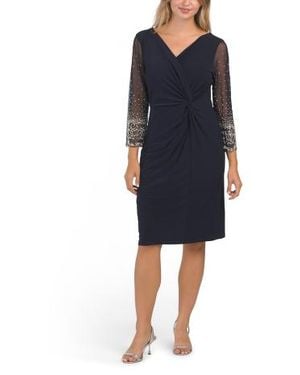 Marshalls Mini Matte Jersey Surplice Neckline Dress With Knot Front For - Blue