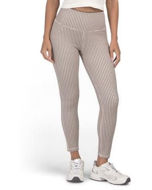 Marshalls Gingham Printed Butter Soft Leggings With Lace Trim For - Gray