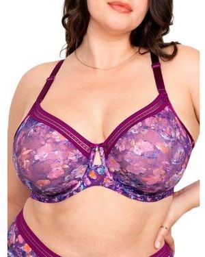 Marshalls Full Figure Floral Unlined Underwire Bra For - Purple