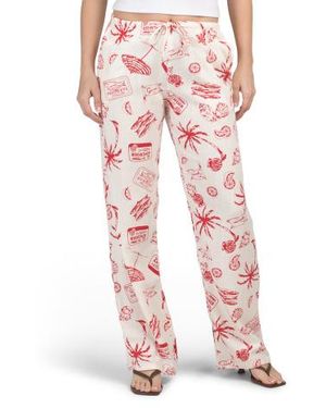 Marshalls Linen Blend Printed Pants For - Pink