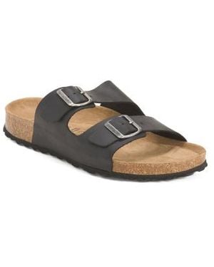 Marshalls Leather 2 Band Sandals For - Black
