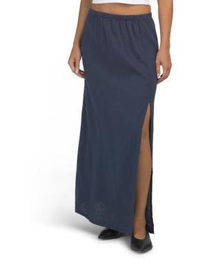 Marshalls Linen Blend A-Line Maxi Skirt With Side Split For - Blue