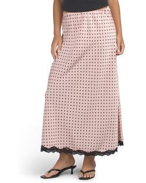 Marshalls Lace Trim Satin Midi Skirt For - Pink