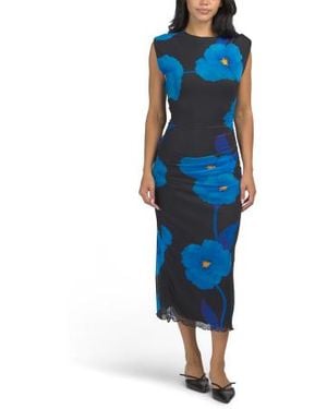 Marshalls Boat Neck Maxi Dress With Ruched Sides For - Blue